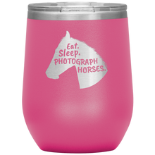 Load image into Gallery viewer, Eat. Sleep. Photograph Horses Wine Tumbler
